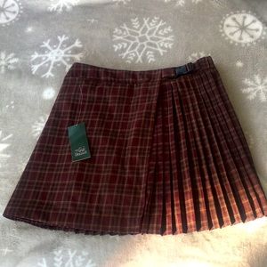 Plaid pleated mini skirt